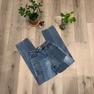 90s Boyfriend Patchwork Blue Jeans